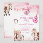 Invitation Pony Pony Pink Pays Western Girl Anniversaire (Devant / Derrière)