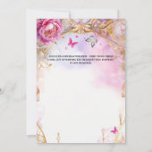 Invitation Pony quinceañera rose fleurs de lune élégante (Dos)