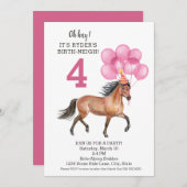 Invitation Pony Ride Anniversaire Fête // Cheval Naissance à  (Devant / Derrière)