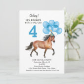 Invitation Pony Ride Blue Anniversaire Fête // Horse Naissanc (Debout devant)