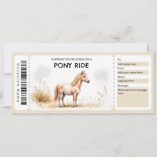 Invitation Pony Ride Gift Certificate (Devant)