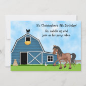 Invitation Pony Rides Équitation Garçons Anniversaire Invitat (Devant)