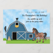 Invitation Pony Rides Équitation Garçons Anniversaire Invitat (Devant / Derrière)