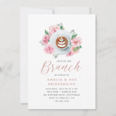 Invitation Pony rose floral & Café Bridesmaids Brunch (Devant)