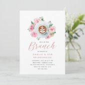 Invitation Pony rose floral & Café Bridesmaids Brunch (Debout devant)