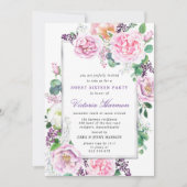 Invitation Pony rose violet Rose Floral Sweet 16 Party (Devant)