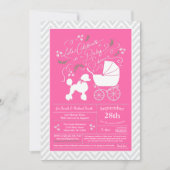 Invitation Poodle Baby shower Chien Français Chiot Rose Girl (Devant)