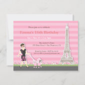 Invitation Poodle Eiffel Tower Paris Anniversaire (Devant)