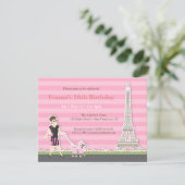 Invitation Poodle Eiffel Tower Paris Anniversaire (Debout devant)