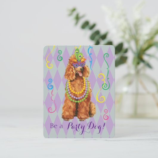 Invitation Poodle Mardi Gras (Debout devant)