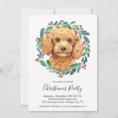 Invitation Poodle mignon chien élégant Wreath fête de Noël (Devant)
