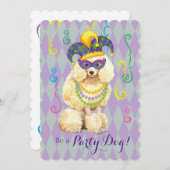 Invitation Poodle miniature Mardi Gras (Devant / Derrière)