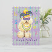 Invitation Poodle miniature Mardi Gras (Debout devant)