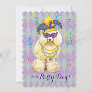 Invitation Poodle miniature Mardi Gras