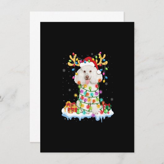 Invitation Poodle Père Noël Reindeer Noël Chemise Drôle Chien (Devant / Derrière)