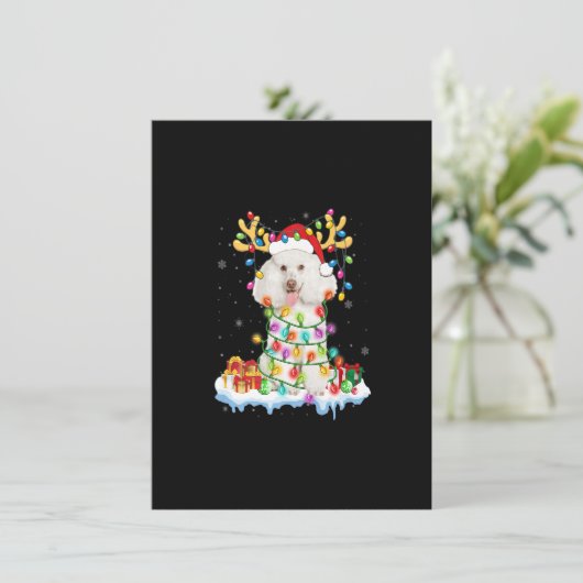 Invitation Poodle Père Noël Reindeer Noël Chemise Drôle Chien (Debout devant)