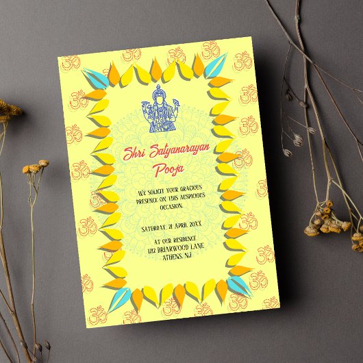Invitation Pooja indienne Shri Satyanarayan