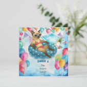 Invitation Pool Birthday Party for Cat Lovers (Debout devant)