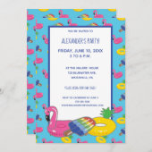 Invitation Pool Float Patterned Pool Party Personnalisé (Devant / Derrière)