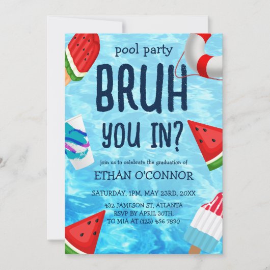 Invitation Pool Grad Party High School (Devant)