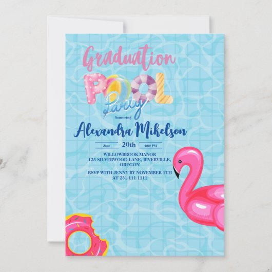 Invitation Pool Grad Party Lycée de l'école secondaire (Devant)