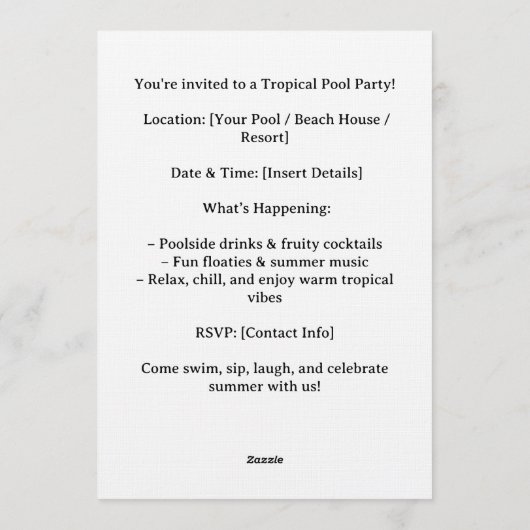 Invitation Pool party  (Dos)