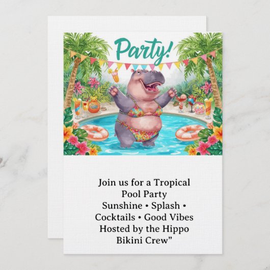 Invitation Pool party (Devant / Derrière)