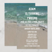 Invitation Pool Party 12ème Douzième Anniversaire Cool Beach (Devant / Derrière)