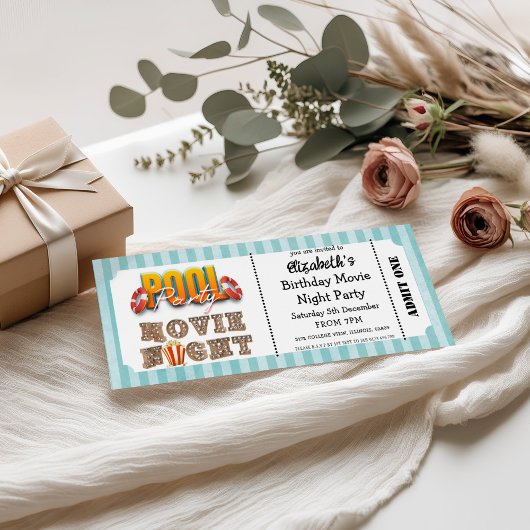 Invitation Pool Party and Movie Night Ticket Style 