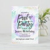 Invitation Pool Party Anniversaire Purple Tie Tee Pool Party (Debout devant)
