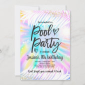 Invitation Pool Party Anniversaire Rose Tie Dye Girly Pool Pa (Devant)