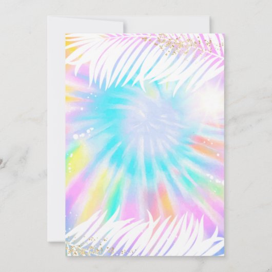 Invitation Pool Party Anniversaire Rose Tie Dye Girly Pool Pa (Dos)