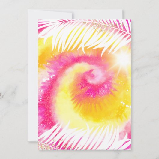 Invitation Pool Party Anniversaire Rose Tie Dye Girly Pool Pa (Dos)