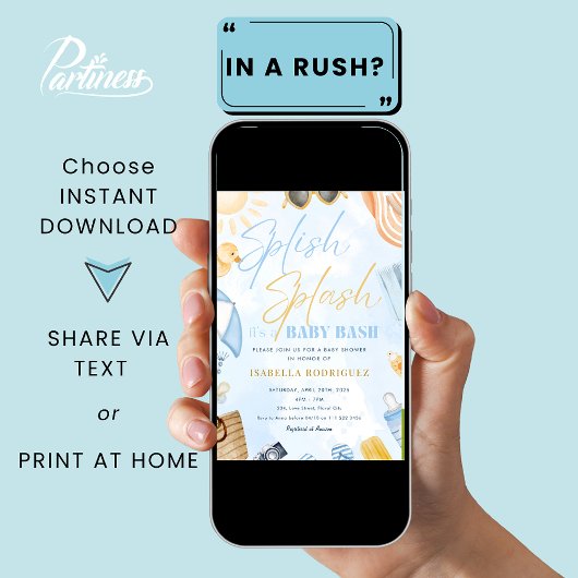 Invitation Pool Party Baby Shower Splish Splash Baby Bash