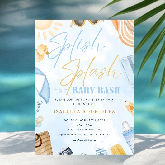 Invitation Pool Party Baby Shower Splish Splash Baby Bash