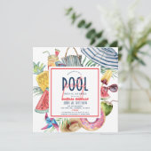 Invitation Pool Party Beach Gear July 4th Bridal Shower (Debout devant)