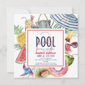 Invitation Pool Party Beach Gear July 4th Bridal Shower (Devant)