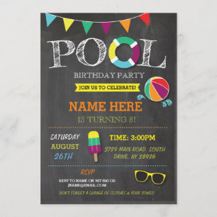 Invitation Pool Party Boys filles Anniversaire Plage Invitati