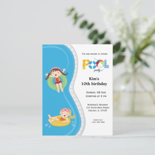 Invitation Pool Party (fille) (Debout devant)