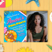 Invitation Pool Party - Fille avec photo