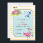 Invitation Pool Party Flamants roses roses Anniversaire<br><div class="desc">Amusant et élégant Summer cocktail pool party Anniversaire invitation, Parfait pour la fête du Barbecue d'été, fête d'anniversaire, soirée cocktail au bord de la piscine. Customisez en cliquant sur les cases "Modifier ce modèle de conception" à droite de l'élément, ou cliquez sur le bouton bleu "Customiser" pour arranger le texte,...</div>