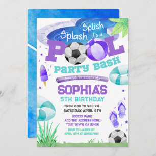Invitation Pool Party Football Anniversaire