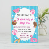 Invitation Pool Party Fun! Birthday Pool Party! (Debout devant)