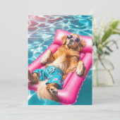 Invitation Pool Party Golden Retriever (Debout devant)