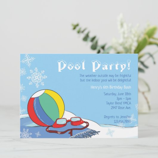 Invitation Pool Party in Winter Boys Piscine intérieure (Debout devant)