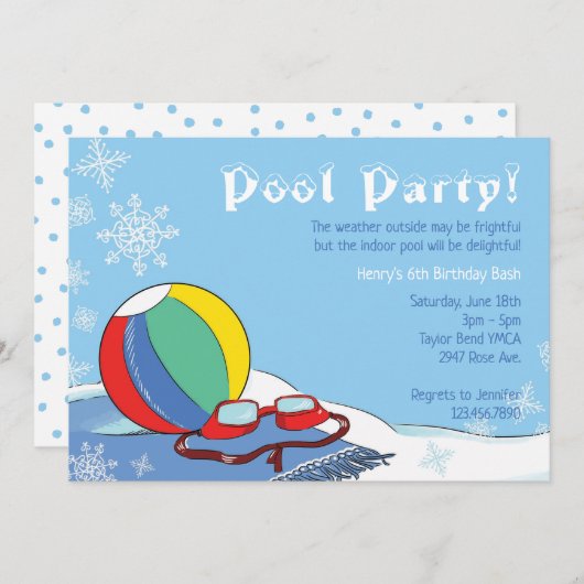 Invitation Pool Party in Winter Boys Piscine intérieure (Devant / Derrière)
