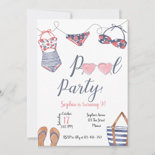 Invitation Pool Party Invitation, Pool Party Invitez (Devant)
