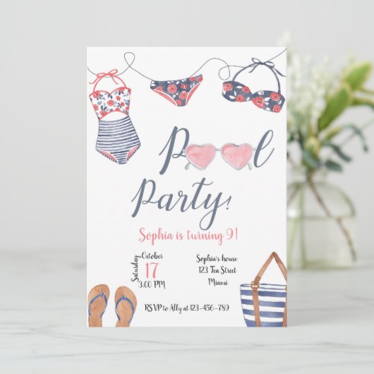 Invitation Pool Party Invitation, Pool Party Invitez (Debout devant)