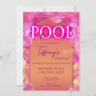 Invitation Pool Party Malibu Anniversaire