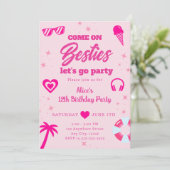 Invitation Pool Party Malibu Pink Doll Beach Anniversaire (Debout devant)